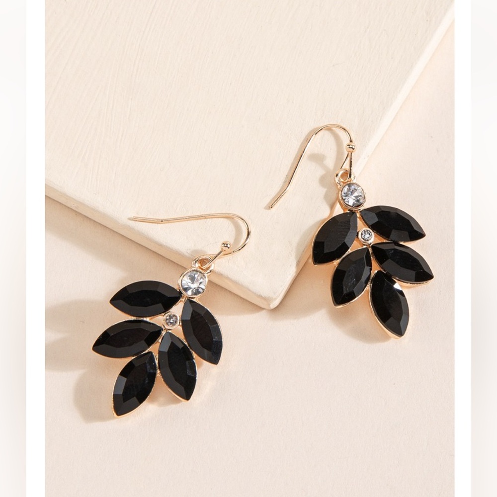 Francesca's Collections Black and Gold Leaf Earrings. New